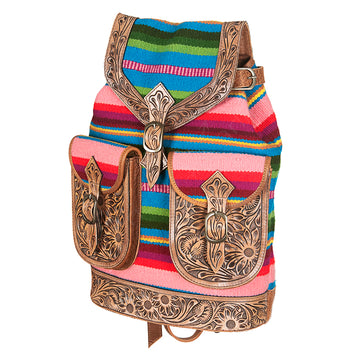 American Darling Backpack Hand Tooled Hair on Saddle Blanket Genuine Leather Western Women Bag for Laptop School Purse Travel